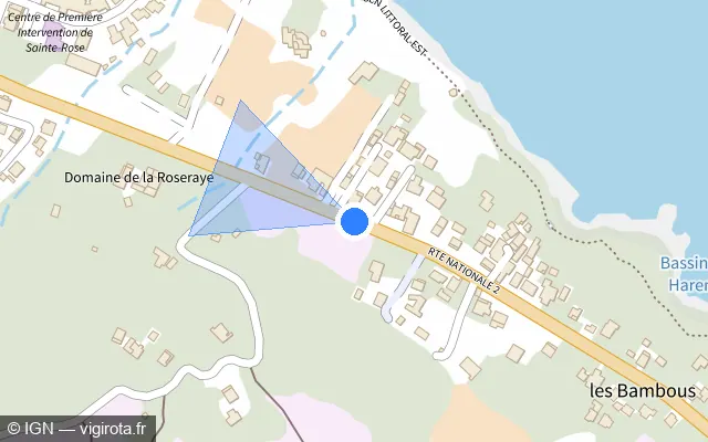 Vue plan de l'emplacement du radar tourelle à Sainte-Rose sur N 2