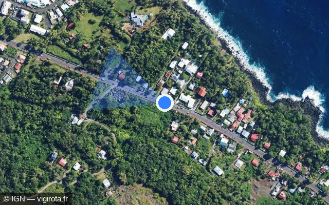 Vue satellite de l'emplacement du radar tourelle à Sainte-Rose sur N 2
