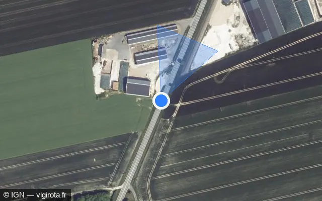 Vue satellite de l'emplacement du radar tourelle à Leffincourt sur D 977
