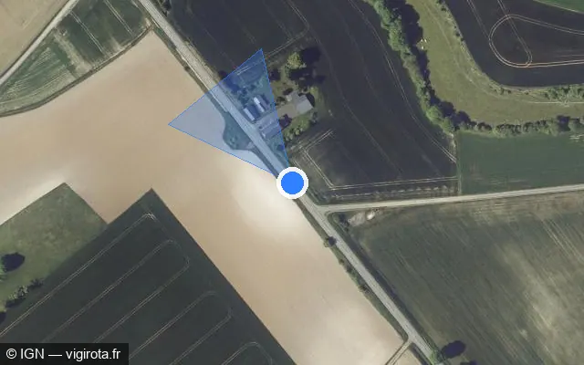 Vue satellite de l'emplacement du radar tourelle à Remaucourt sur D 946
