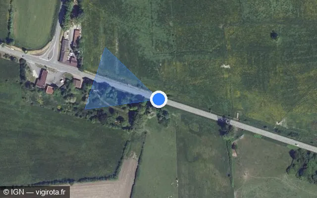 Vue satellite de l'emplacement du radar tourelle à Vouziers sur D 946