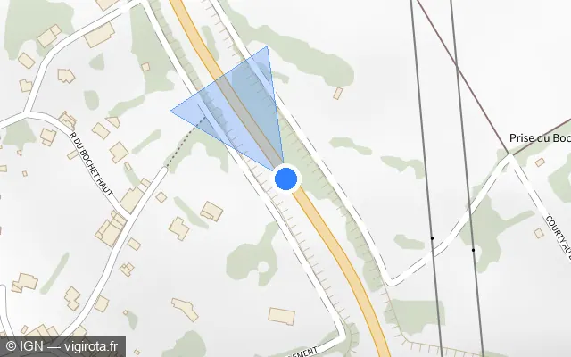 Vue plan de l'emplacement du radar tourelle à Les Mazures sur D 988