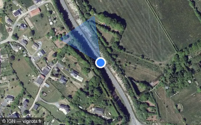 Vue satellite de l'emplacement du radar tourelle à Les Mazures sur D 988
