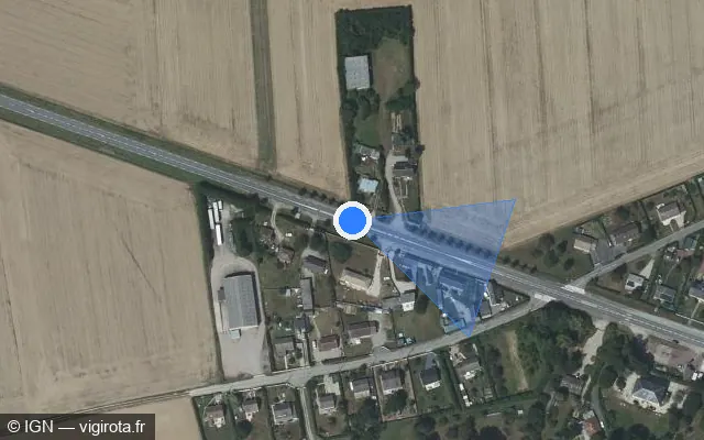 Vue satellite de l'emplacement du radar tourelle à Sainte-Colombe-la-Commanderie sur Route Départementale 613 / D 613