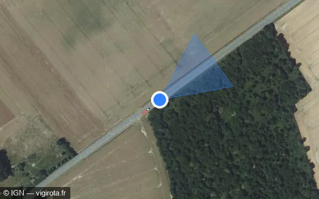 Vue satellite de l'emplacement du radar tourelle à Sainte-Marie-d'Attez sur D 51