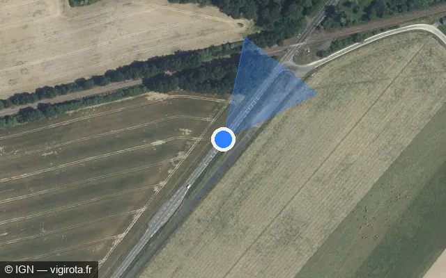Vue satellite de l'emplacement du radar tourelle à Monnaie sur D 910