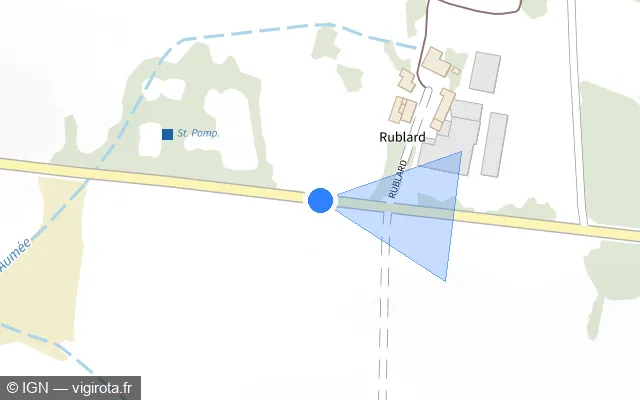 Vue plan de l'emplacement du radar tourelle à Avessac sur D 775