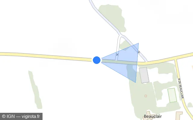 Vue plan de l'emplacement du radar tourelle à Jouy-en-Pithiverais sur D 927