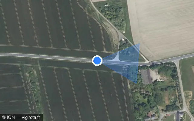 Vue satellite de l'emplacement du radar tourelle à Jouy-en-Pithiverais sur D 927