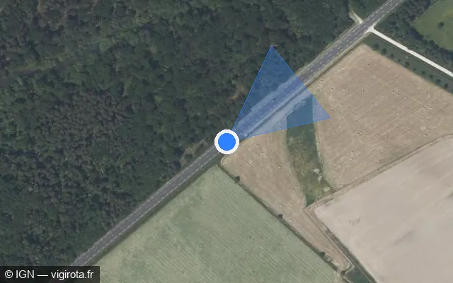 Vue satellite de l'emplacement du radar tourelle à Saint-Martin-d'Abbat sur D 2060