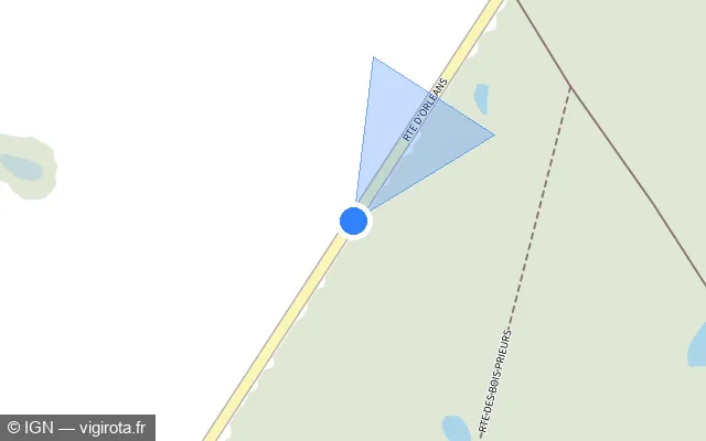 Vue plan de l'emplacement du radar tourelle à Saint-Lyé-la-Forêt sur Route d'Orléans / D 97