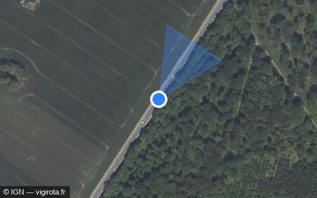 Vue satellite de l'emplacement du radar tourelle à Saint-Lyé-la-Forêt sur Route d'Orléans / D 97