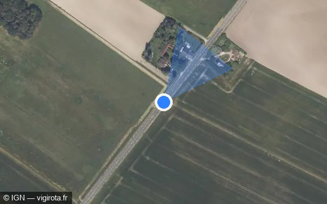 Vue satellite de l'emplacement du radar tourelle à Loury sur Route de Chilleurs-aux-Bois / D 2152