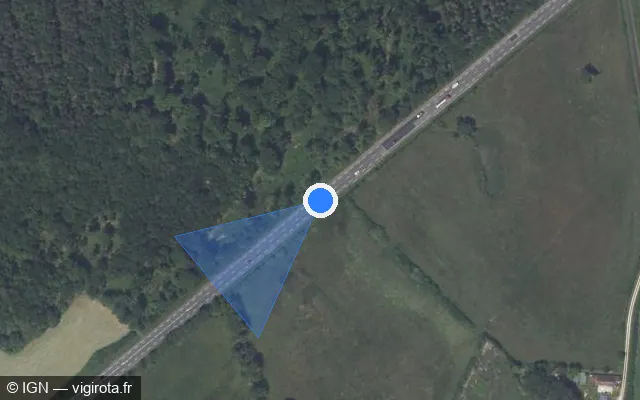 Vue satellite de l'emplacement du radar tourelle à Sury-aux-Bois sur D 2060