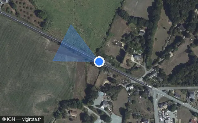 Vue satellite de l'emplacement du radar tourelle à Voutré sur D 32