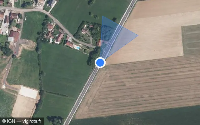 Vue satellite de l'emplacement du radar tourelle à Servigney sur N 57 / E 23