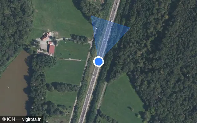 Vue satellite de l'emplacement du radar tourelle à Saint-Sauveur sur N 57 / E 23
