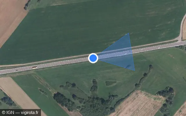 Vue satellite de l'emplacement du radar tourelle à Frotey-lès-Vesoul sur N 19 / E 54