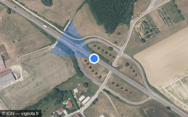Vue satellite de l'emplacement du radar tourelle à Cult sur D 67