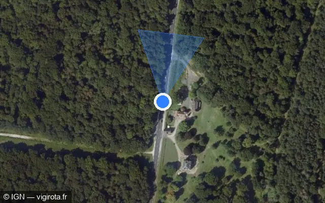 Vue satellite de l'emplacement du radar tourelle à Chevry-Cossigny sur D 471