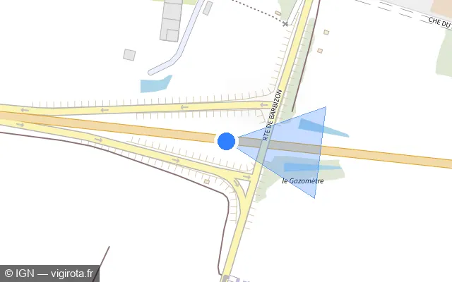 Vue plan de l'emplacement du radar tourelle à Barbizon sur D 637