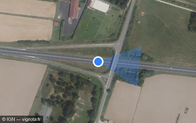 Vue satellite de l'emplacement du radar tourelle à Barbizon sur D 637