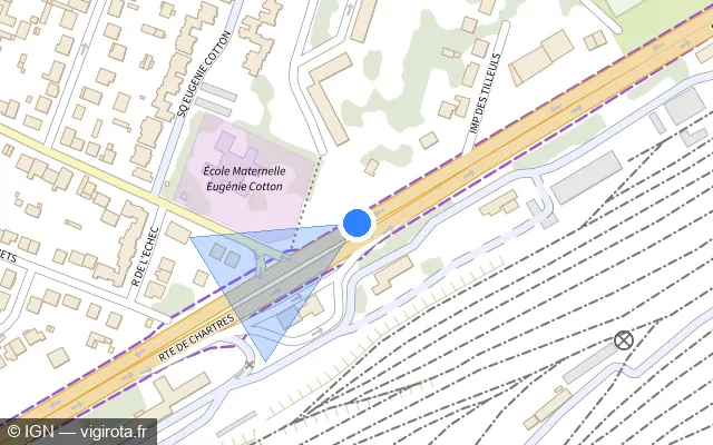 Vue plan de l'emplacement du radar tourelle à Trappes sur Route de Chartres / N 10