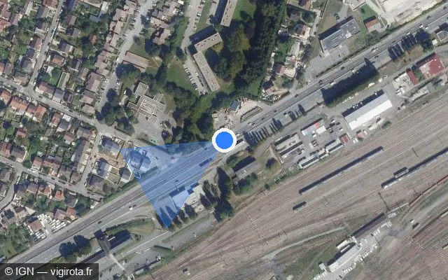 Vue satellite de l'emplacement du radar tourelle à Trappes sur Route de Chartres / N 10