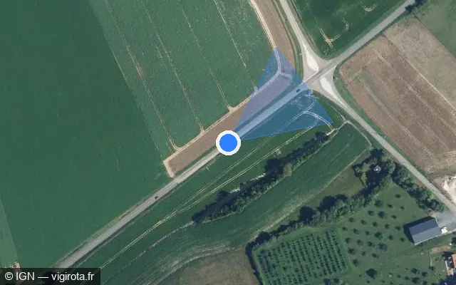 Vue satellite de l'emplacement du radar tourelle à Saint-Gratien sur D 919