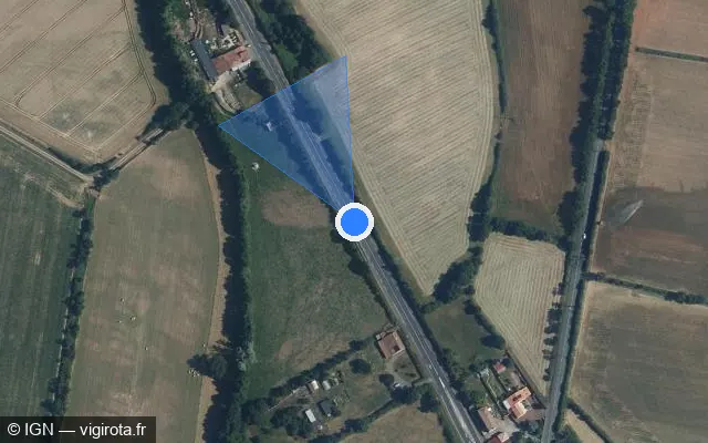 Vue satellite de l'emplacement du radar tourelle à Saint-Vincent-Sterlanges sur D 137