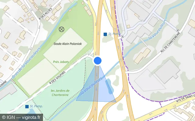 Vue plan de l'emplacement du radar tourelle à Mantes-la-Ville sur Route de Chantereine / D 983