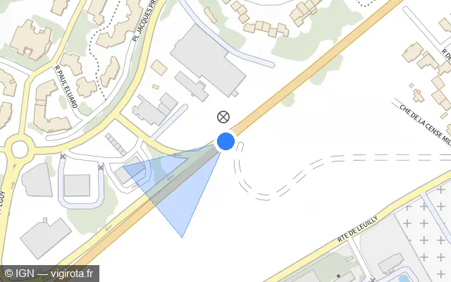 Vue plan de l'emplacement du radar tourelle à Laon sur N 2