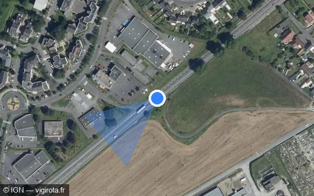 Vue satellite de l'emplacement du radar tourelle à Laon sur N 2