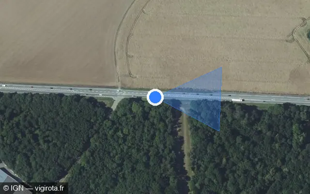 Vue satellite de l'emplacement du radar tourelle à Caillouet-Orgeville sur N 13