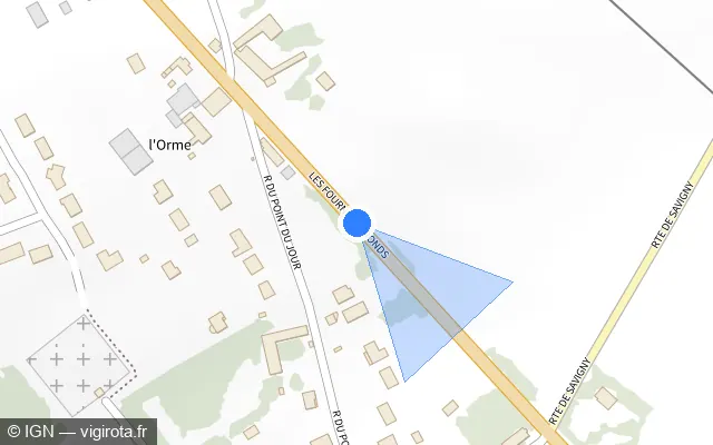 Vue plan de l'emplacement du radar tourelle à Saint-Just sur Route de Bourges / D 2076