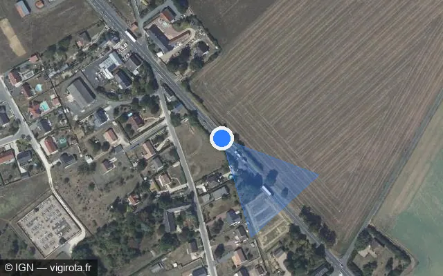 Vue satellite de l'emplacement du radar tourelle à Saint-Just sur Route de Bourges / D 2076