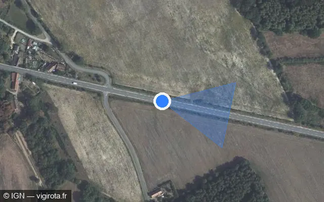 Vue satellite de l'emplacement du radar tourelle à Morlac sur Route de la Couy / D 925
