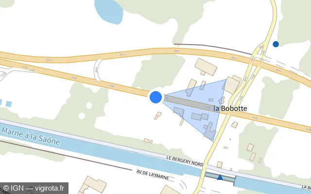 Vue plan de l'emplacement du radar tourelle à Hallignicourt sur N 4 / Route Nationale 4