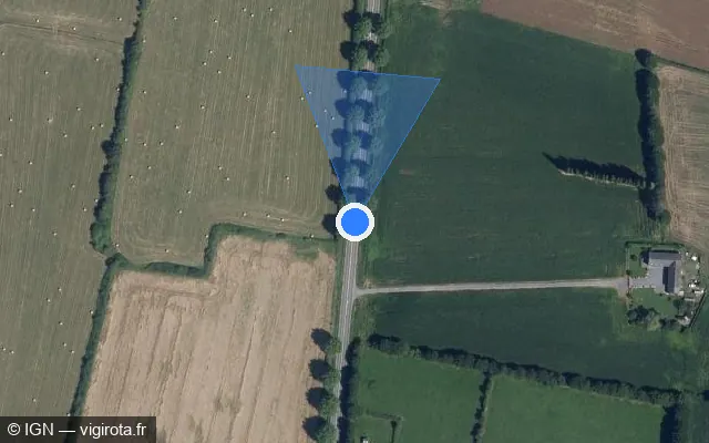 Vue satellite de l'emplacement du radar tourelle à La Flamengrie sur Route Nationale / N 2