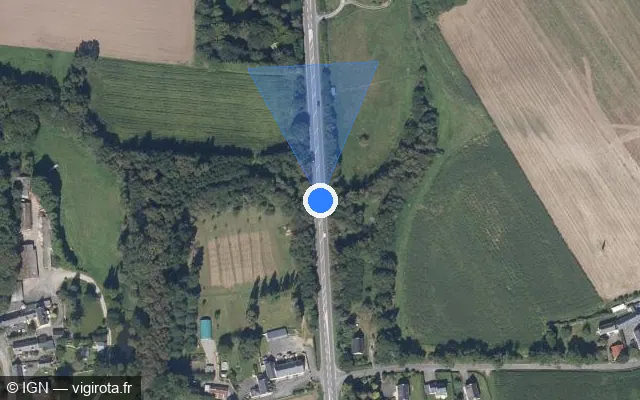 Vue satellite de l'emplacement du radar tourelle à Caudan sur D 769