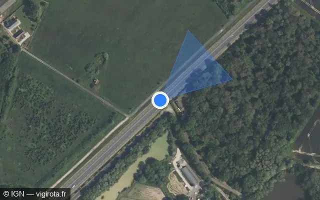 Vue satellite de l'emplacement du radar tourelle à Poilly-lez-Gien sur D 940