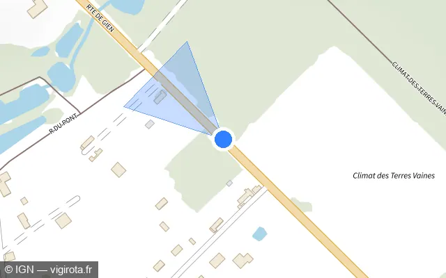 Vue plan de l'emplacement du radar tourelle à Les Bordes sur Route de Gien / D 952