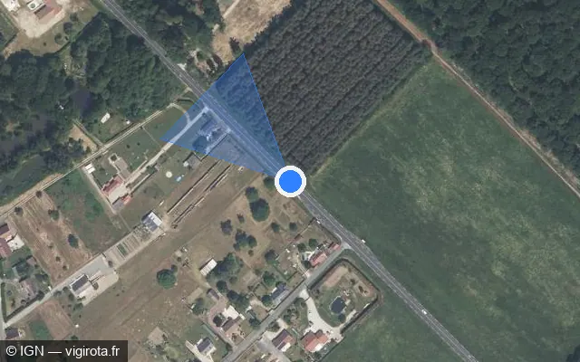 Vue satellite de l'emplacement du radar tourelle à Les Bordes sur Route de Gien / D 952