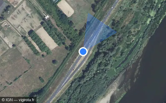 Vue satellite de l'emplacement du radar tourelle à Chailles sur D 952