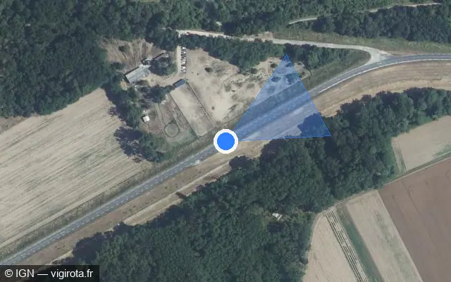Vue satellite de l'emplacement du radar tourelle à Montlivault sur Levée de la Loire / D 951