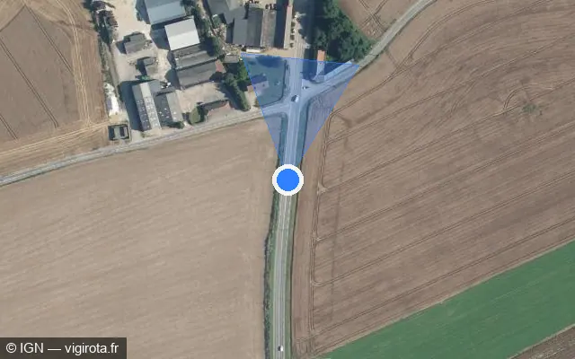 Vue satellite de l'emplacement du radar tourelle à La Vicogne sur N 25