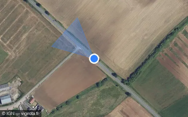 Vue satellite de l'emplacement du radar tourelle à Beaurains-lès-Noyon sur D 934