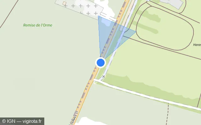 Vue plan de l'emplacement du radar tourelle à Orry-la-Ville sur D 1017