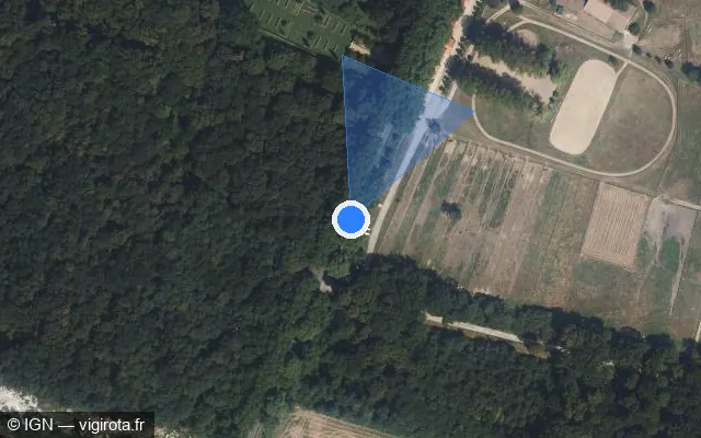 Vue satellite de l'emplacement du radar tourelle à Orry-la-Ville sur D 1017