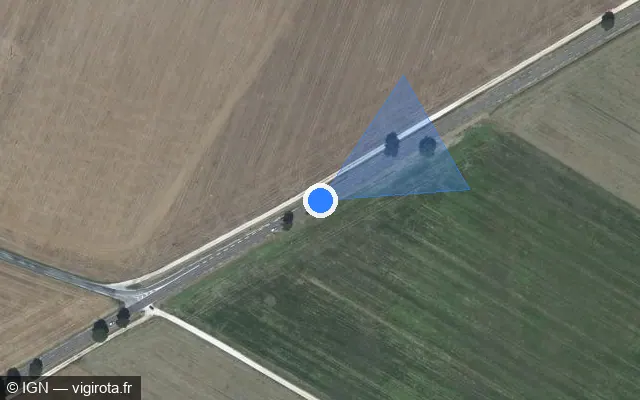 Vue satellite de l'emplacement du radar tourelle à Villiers-le-Sec sur Route de Chatillon / D 65